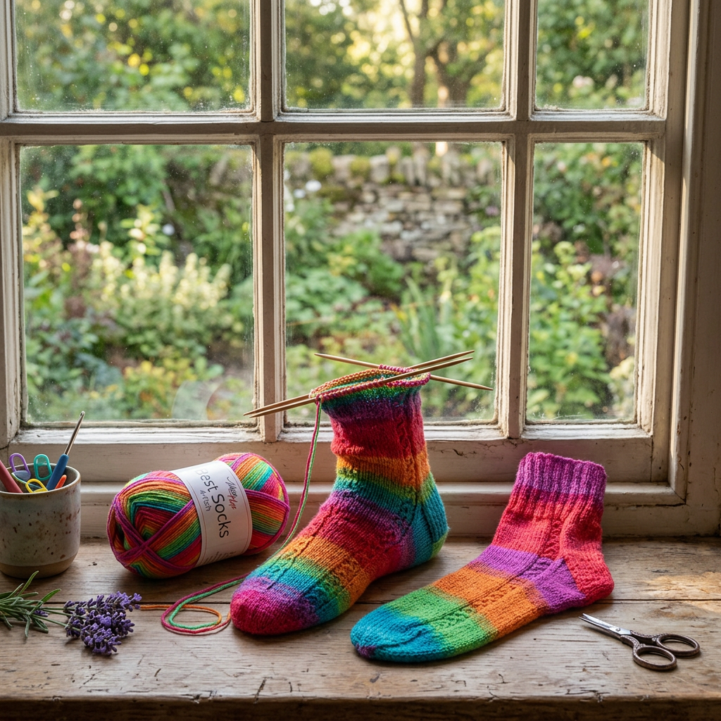 příze Best Socks 7723 magenta, červená, zelená