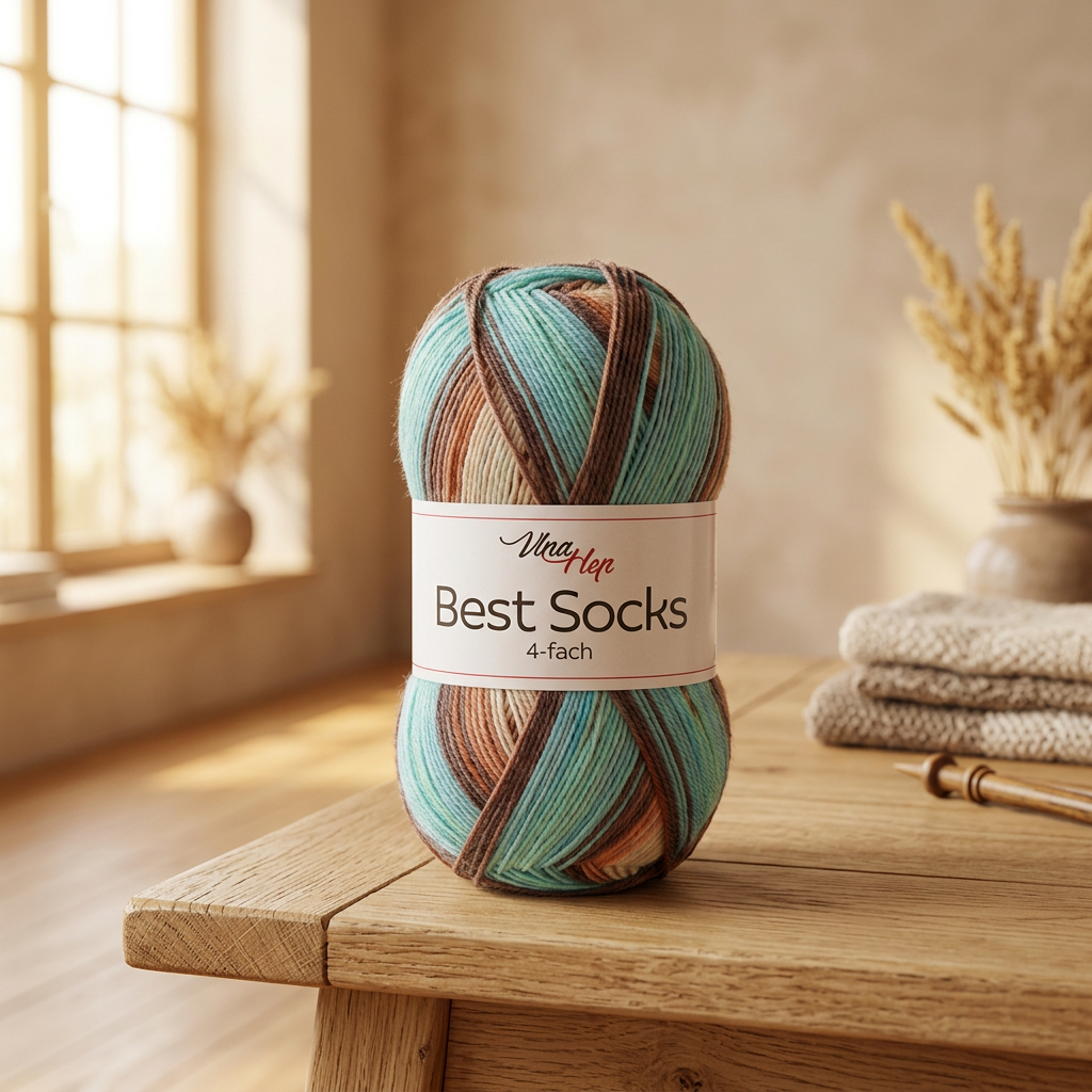 příze Best Socks 7409 hnědá, mint, béžová