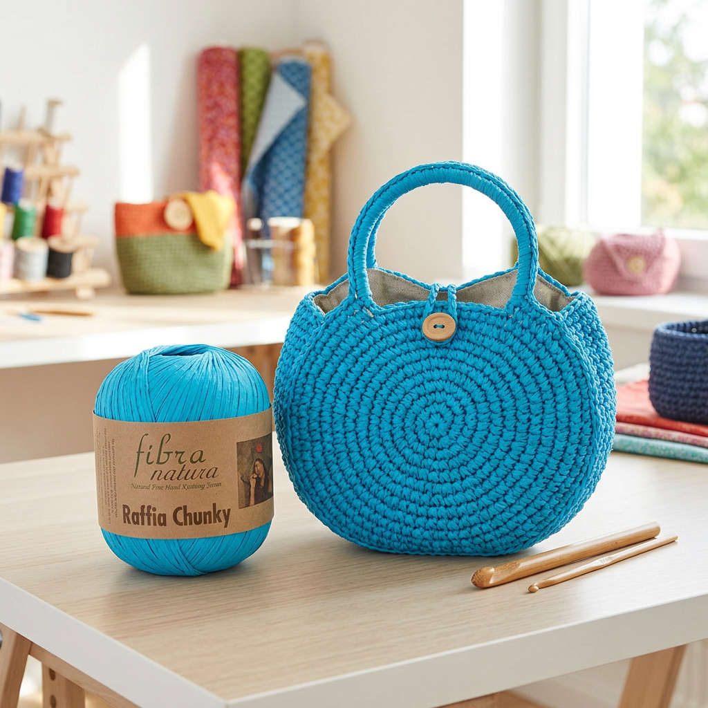 Raffia Chunky 114-36 azurová
