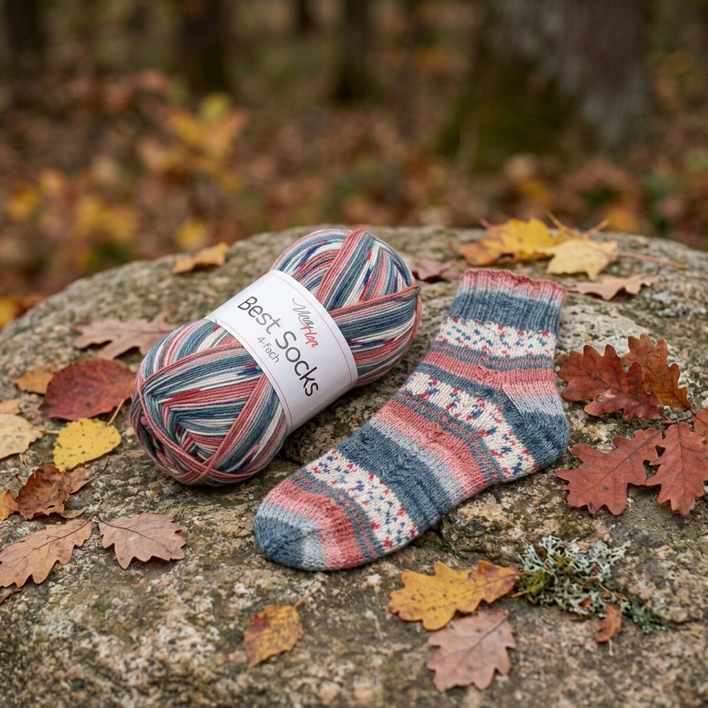 příze Best Socks 7382 odstíny šedé, cihlová