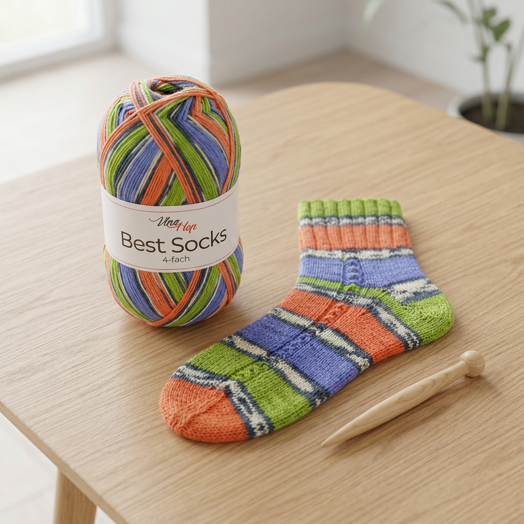 příze Best Socks 7383 zelená, oranžová, modrá