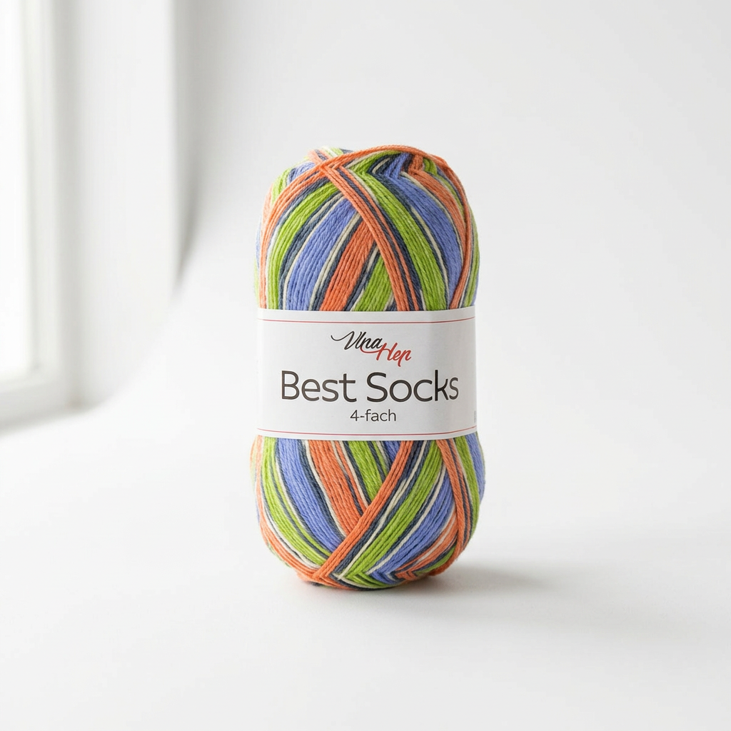 příze Best Socks 7383 zelená, oranžová, modrá