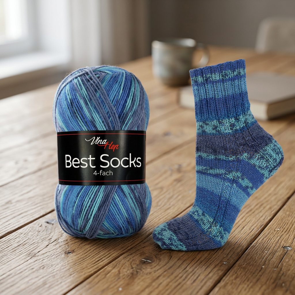 příze Best Socks 7312 tyrkysová a odstíny modré