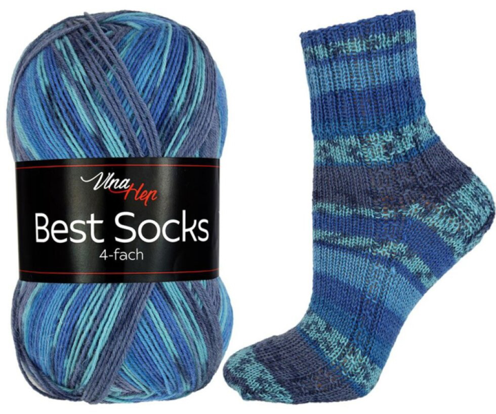 příze Best Socks 7312 tyrkysová a odstíny modré