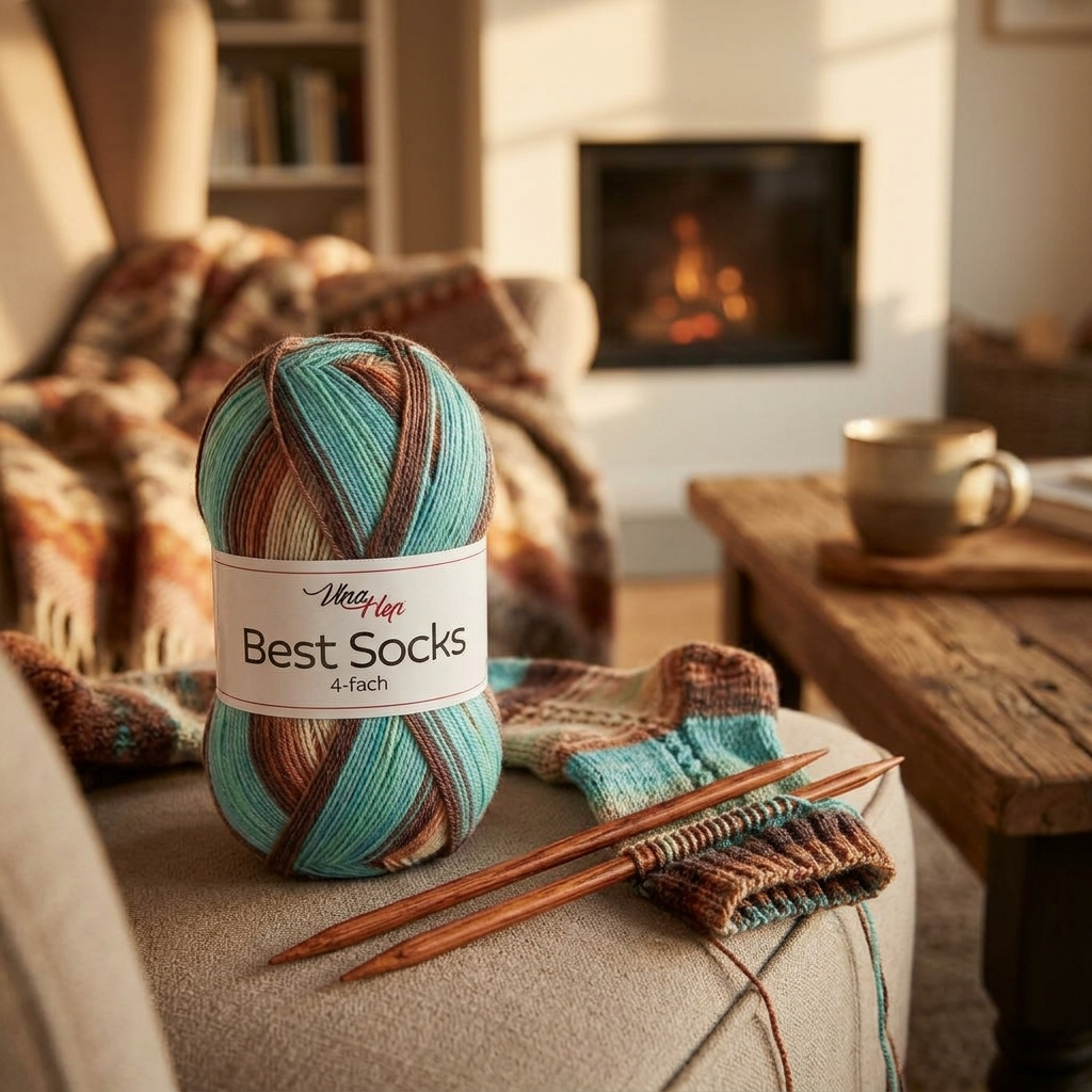 příze Best Socks 7409 hnědá, mint, béžová