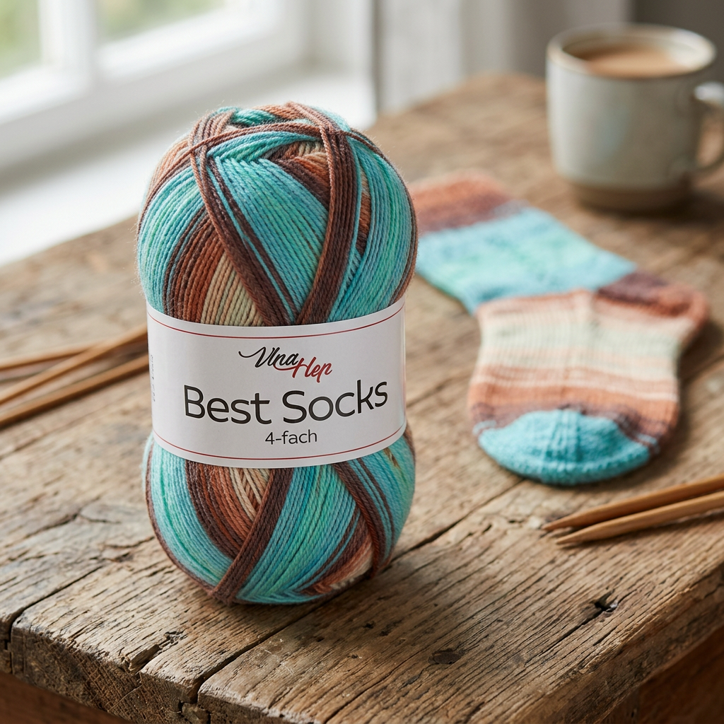 příze Best Socks 7409 hnědá, mint, béžová