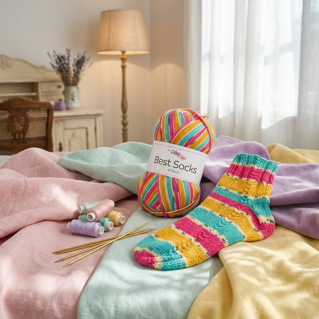 příze Best Socks 7384 tyrkysová, žlutá, růžová