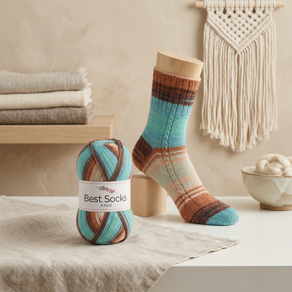 příze Best Socks 7409 hnědá, mint, béžová