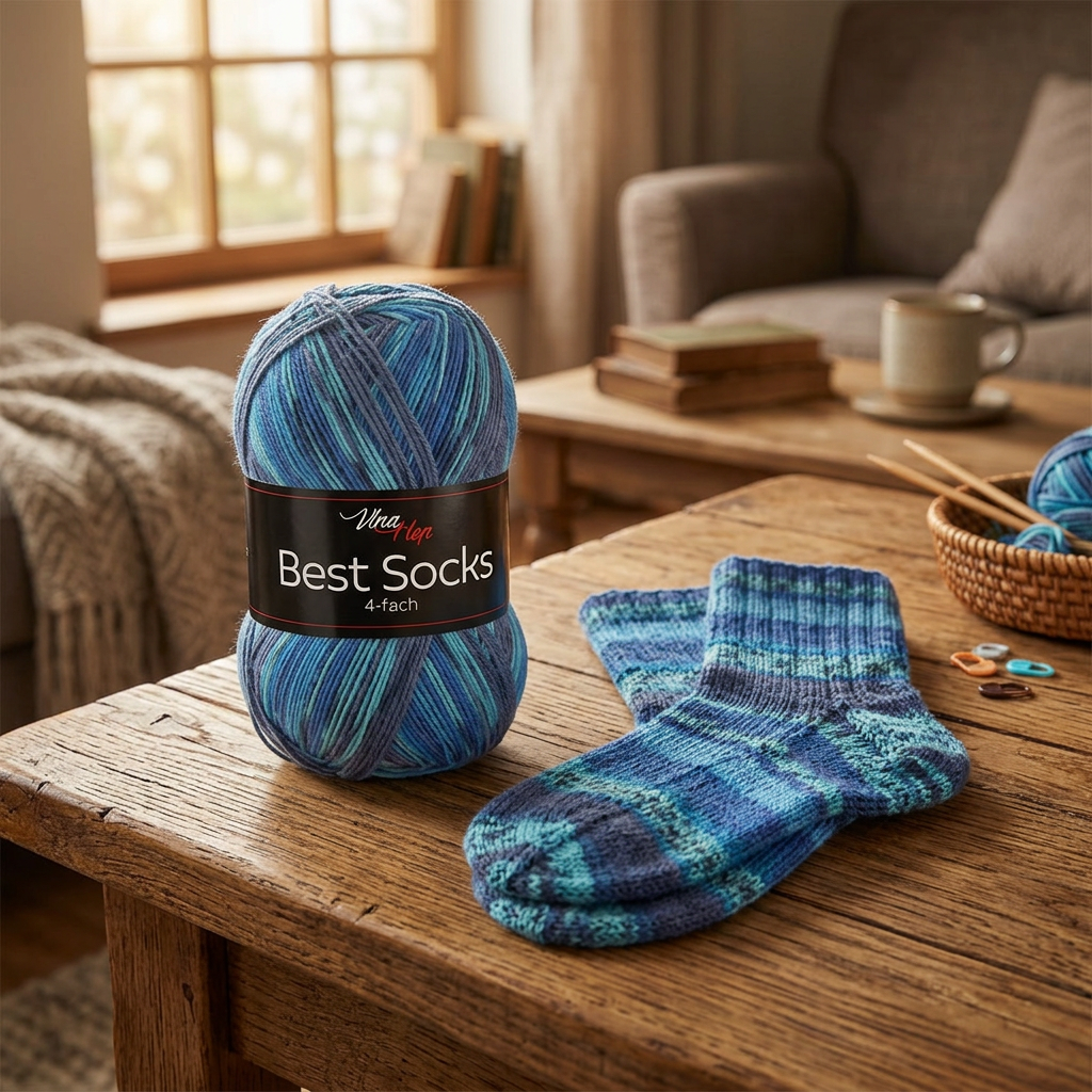 příze Best Socks 7312 tyrkysová a odstíny modré
