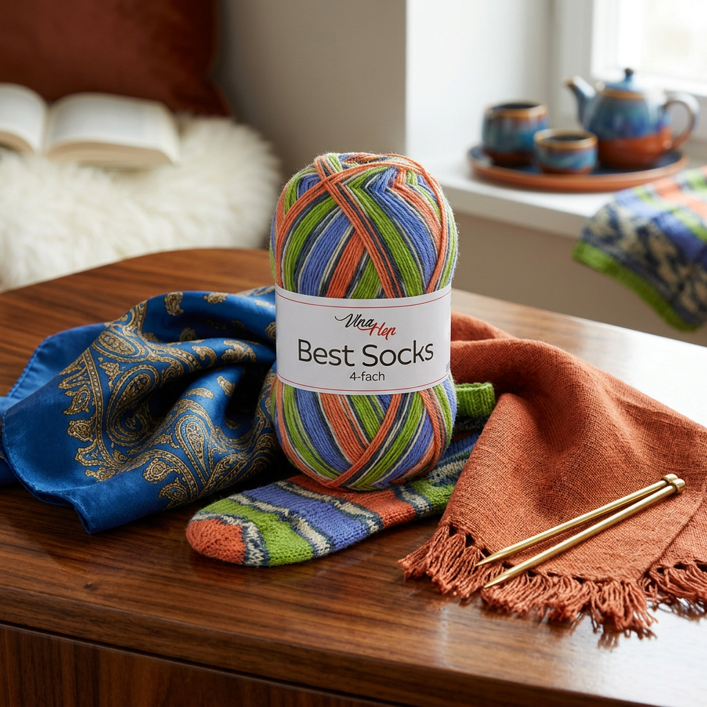 příze Best Socks 7383 zelená, oranžová, modrá