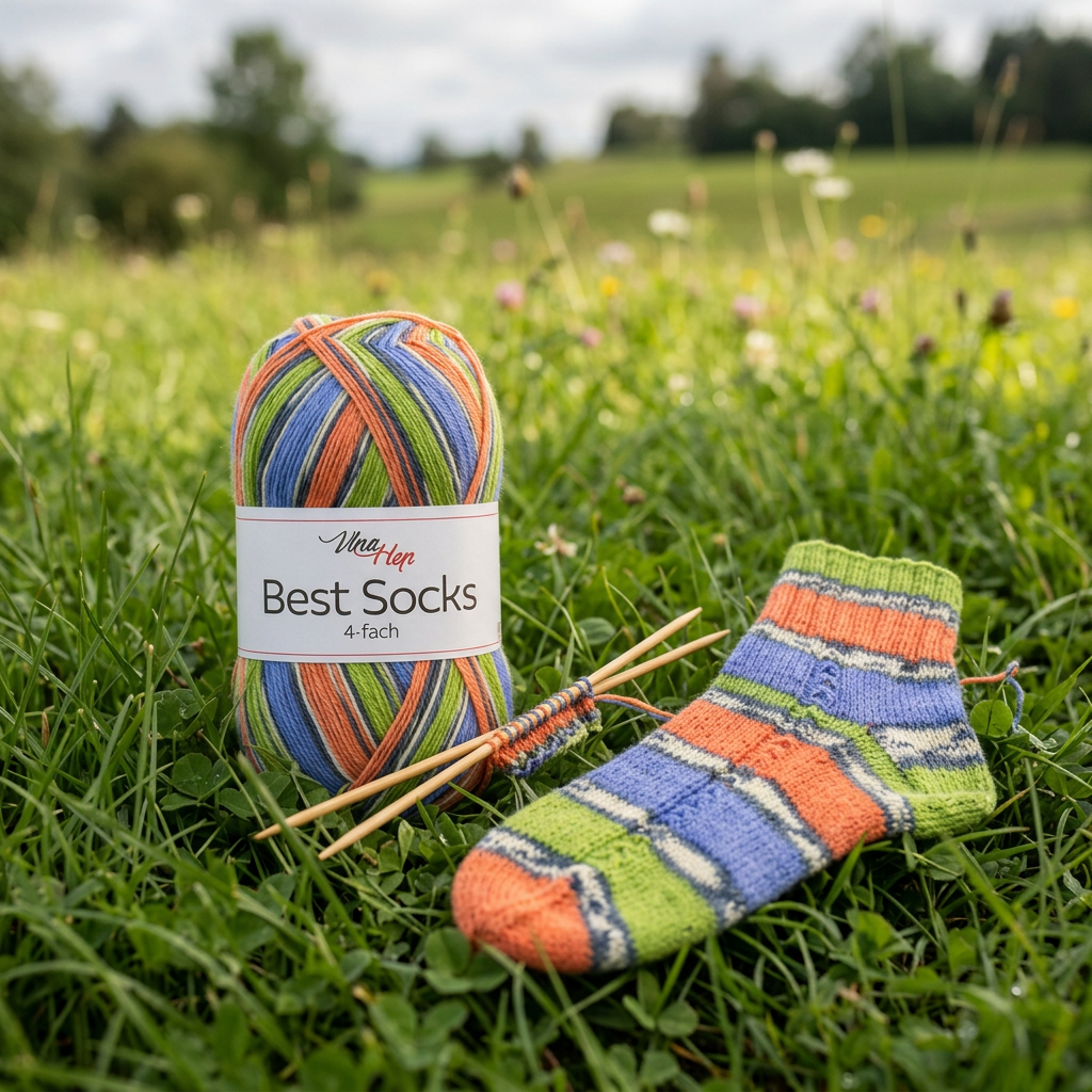 příze Best Socks 7383 zelená, oranžová, modrá