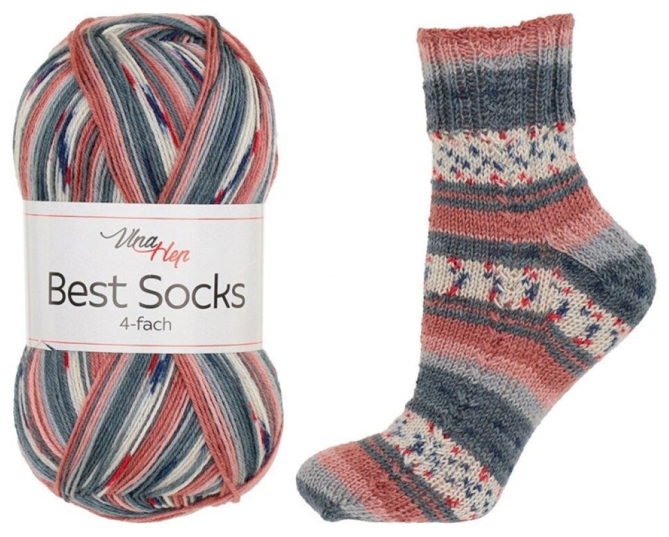 příze Best Socks 7382 odstíny šedé, cihlová