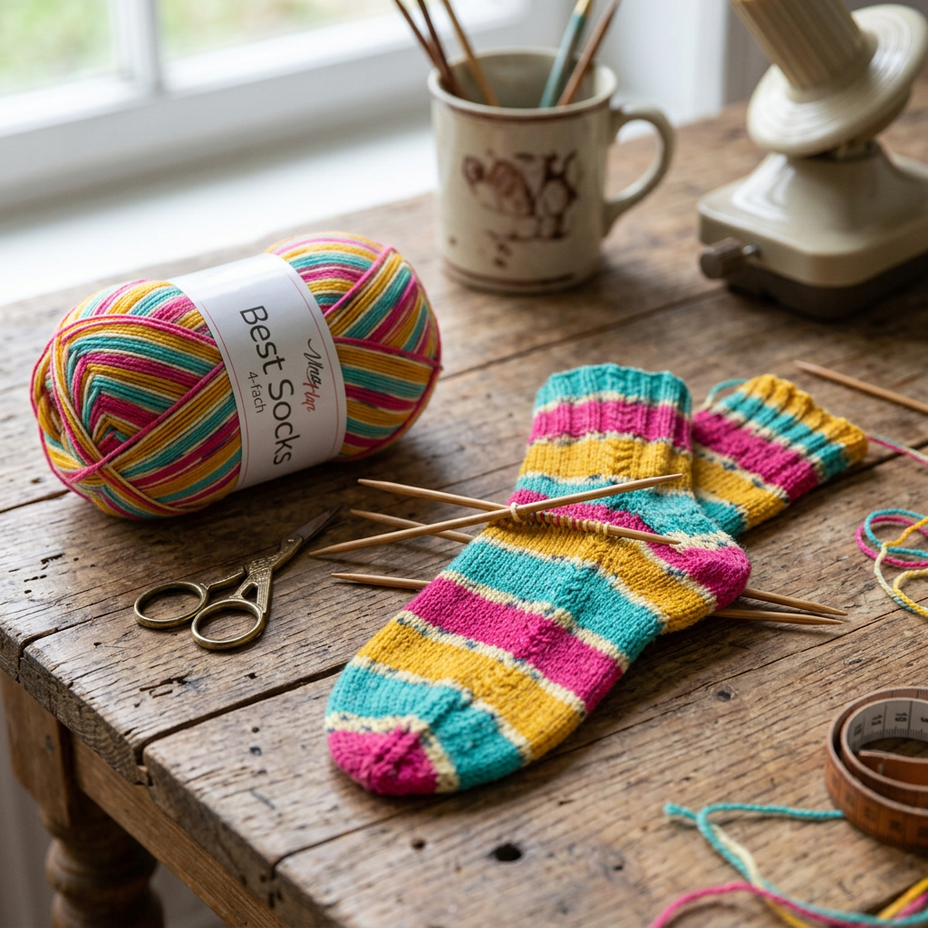 příze Best Socks 7384 tyrkysová, žlutá, růžová