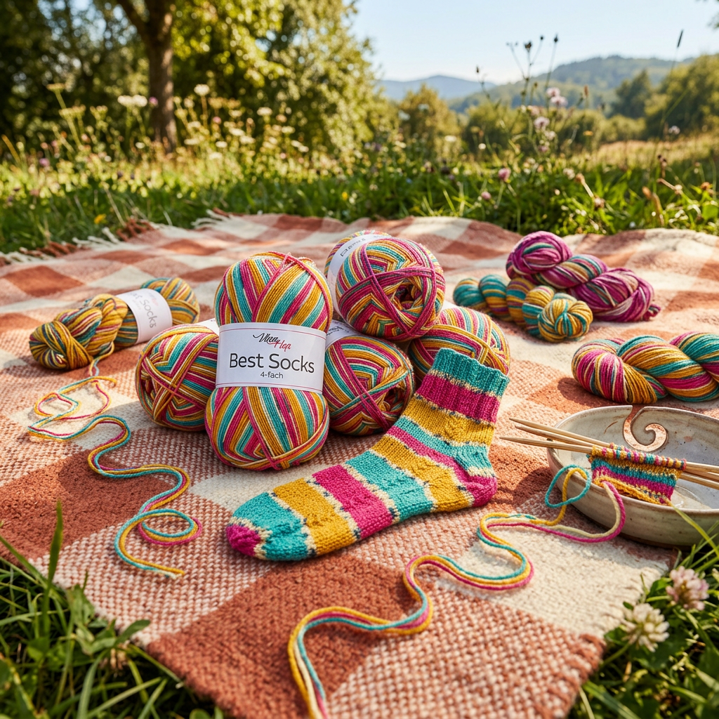 příze Best Socks 7384 tyrkysová, žlutá, růžová