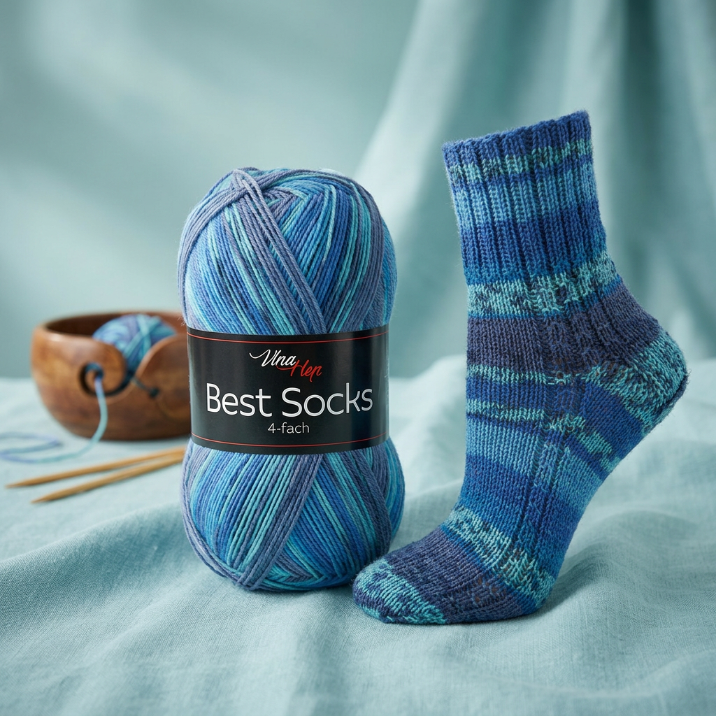 příze Best Socks 7312 tyrkysová a odstíny modré