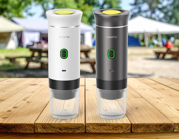 Cestovní nabíjecí kávovar ALIGATOR PortaCaffé 3v1 šedý