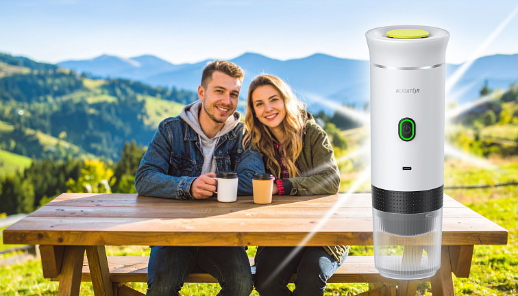 Cestovní nabíjecí kávovar ALIGATOR PortaCaffé 3v1 šedý