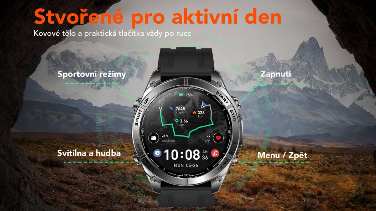 ALIGATOR Watch Maps GPS, stříbrné