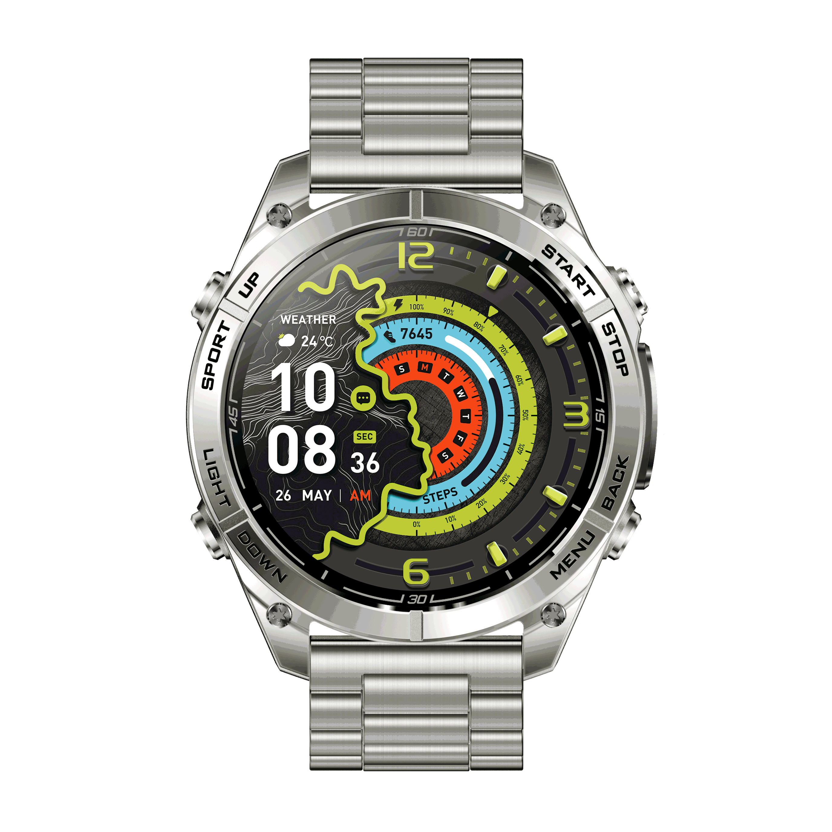 ALIGATOR Watch Maps GPS, stříbrné