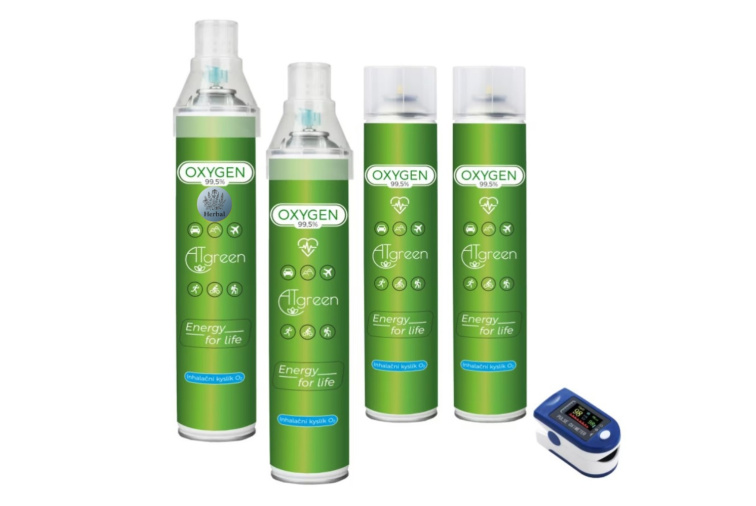 Startovací balíček inhalační kyslík O2 4 ks + pulzní oxymetr PL