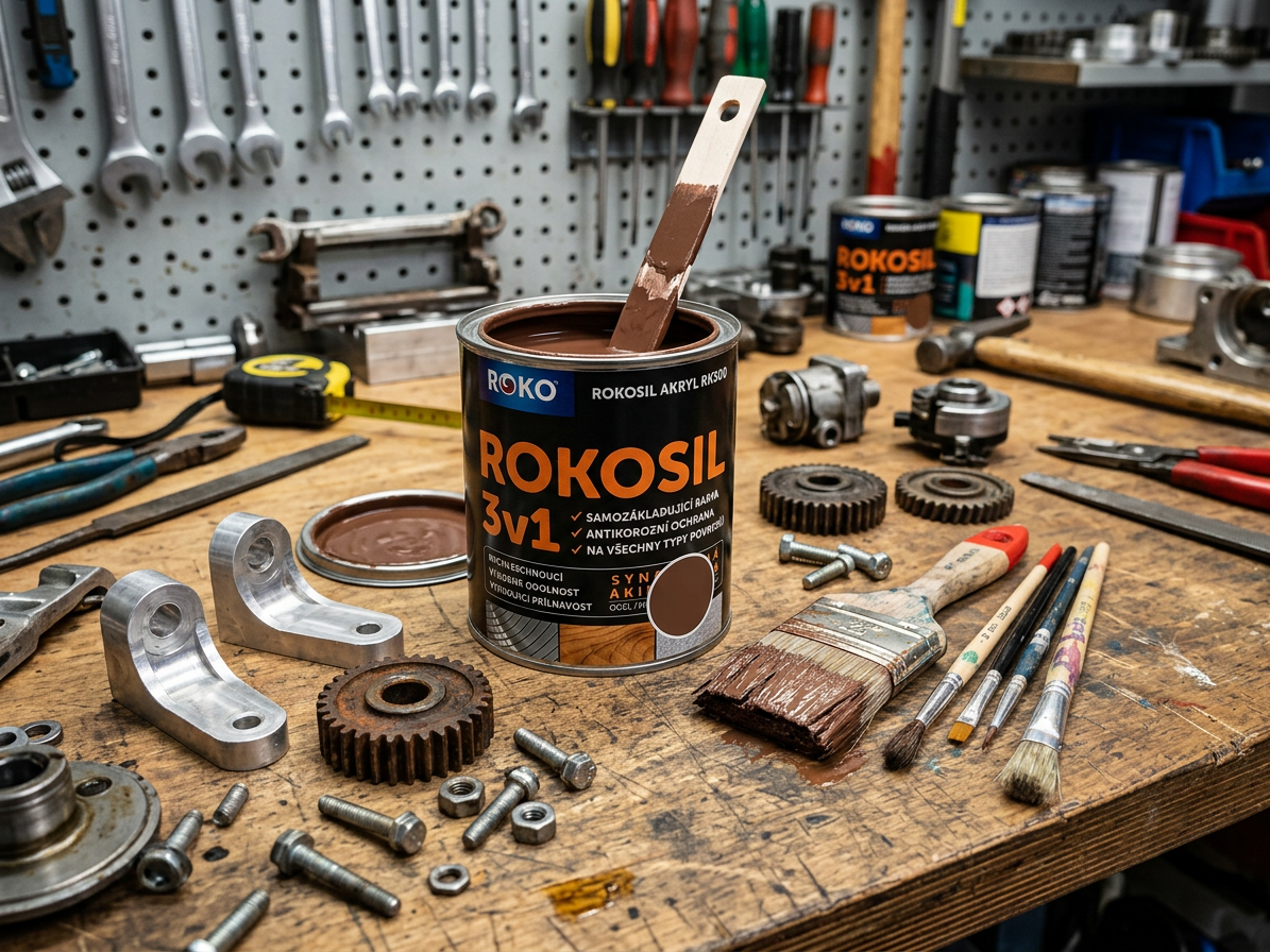 Barva samozákladující Rokosil akryl 3v1 RK 300 2320 hnědá světlá 0,6 l