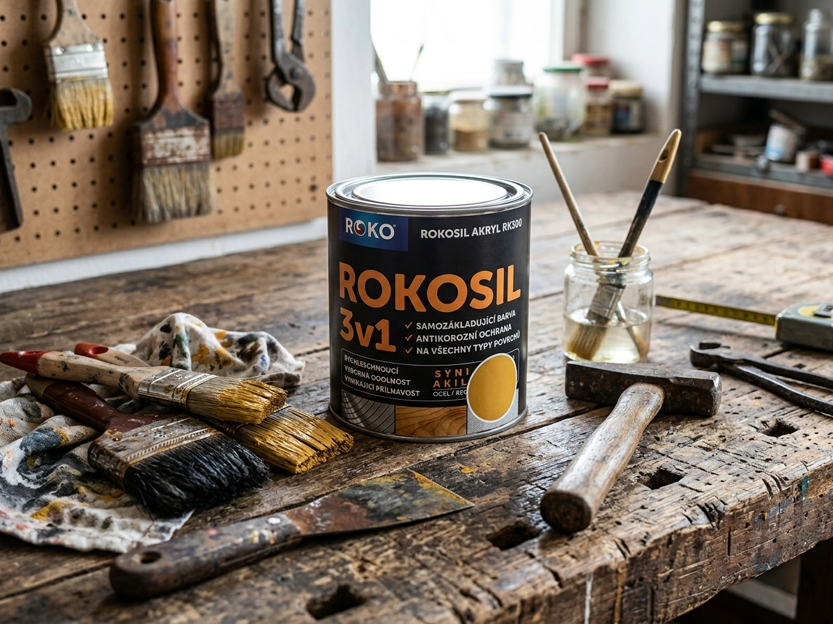 Barva samozákladující Rokosil akryl 3v1 RK 300 6200 žlutá světlá 0,6 l