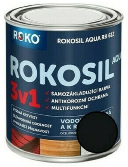 Barva samozákladující Rokosil Aqua 3v1 RK 612 1999 černá 0,6 l