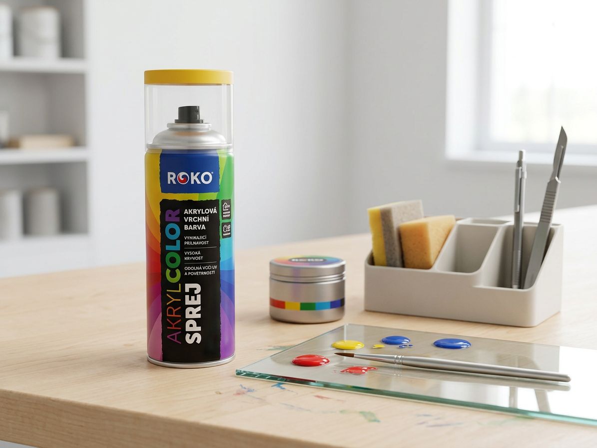 Barva akrylová vrchní Roko AKRYCOLOR Sprej žlutá hořčičná 400 ml