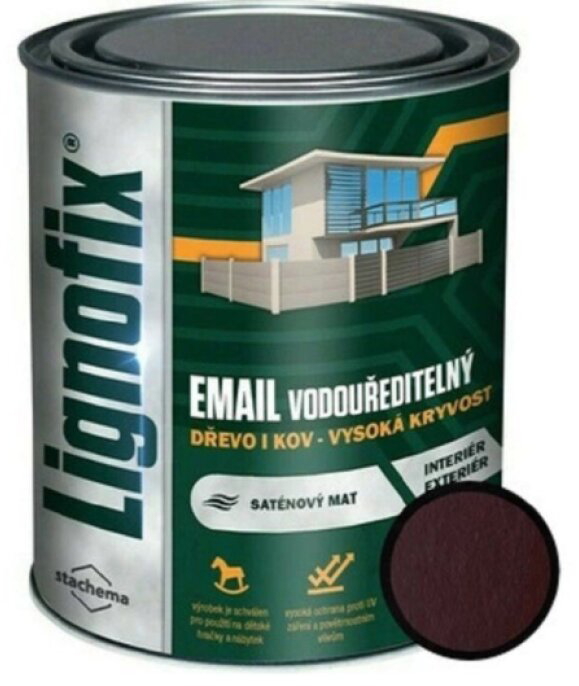 Barva vrchní Lignofix Email vodouředitelný čokoládová 0,75 l