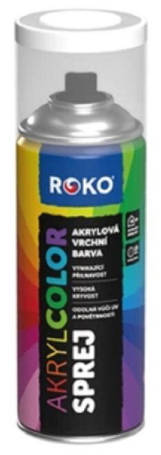 Barva akrylová vrchní Roko AKRYCOLOR Sprej bílá LESK 400 ml