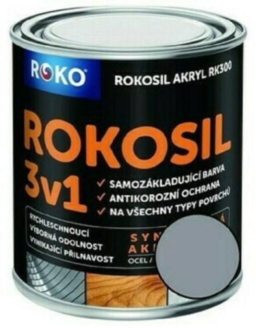 Barva samozákladující Rokosil akryl 3v1 RK 300 1010 šedá pastelová 0,6 l
