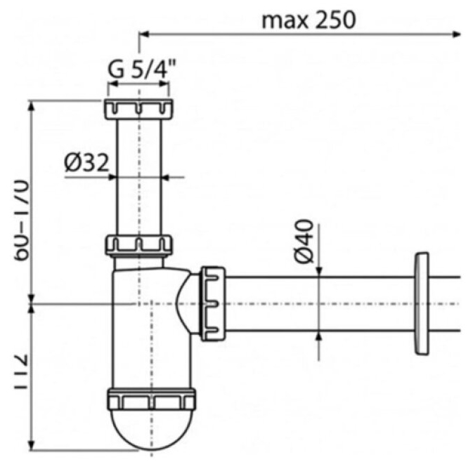 Sifon umyvadlový Alca A43 DN 40 s převlečnou maticí 5/4"