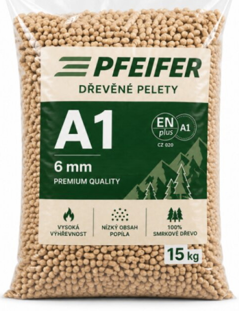 Dřevěné pelety Pfeifer A1 6 mm 15 kg