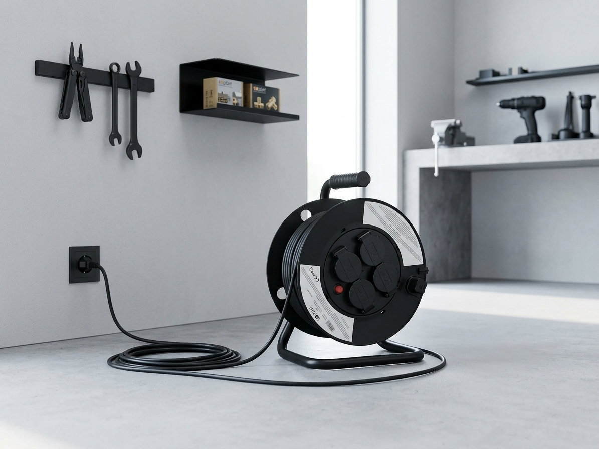 Kabel prodlužovací 4 zásuvky na bubnu 25m gumový