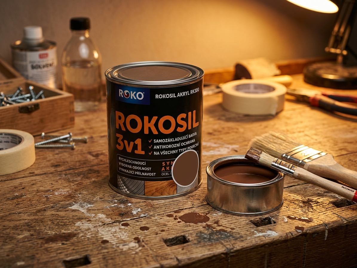 Barva samozákladující Rokosil akryl 3v1 RK 300 2430 hnědá střední 0,6 l