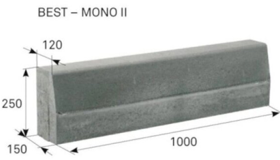Obrubník betonový BEST MONO II přírodní 150x1000x250 mm