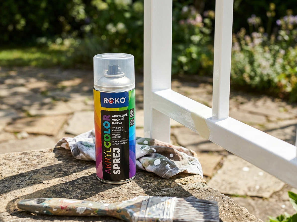 Barva akrylová vrchní Roko AKRYCOLOR Sprej bílá LESK 400 ml