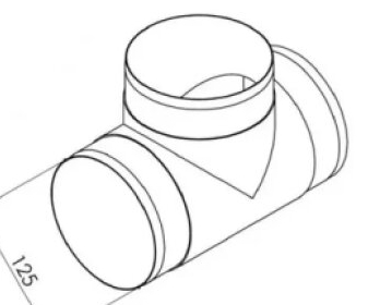 Tvarovka kulatá T-kus 125 mm