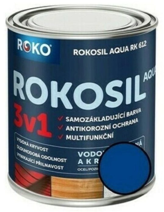 Barva samozákladující Rokosil Aqua 3v1 RK 612 4550 modrá střední 0,6 l