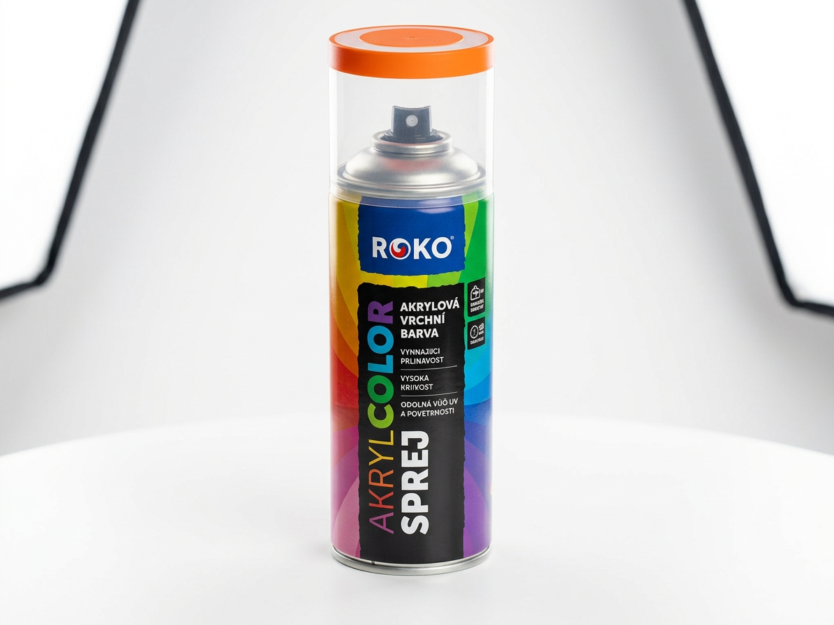 Barva akrylová vrchní Roko AKRYCOLOR Sprej dopravní oranžová 400 ml