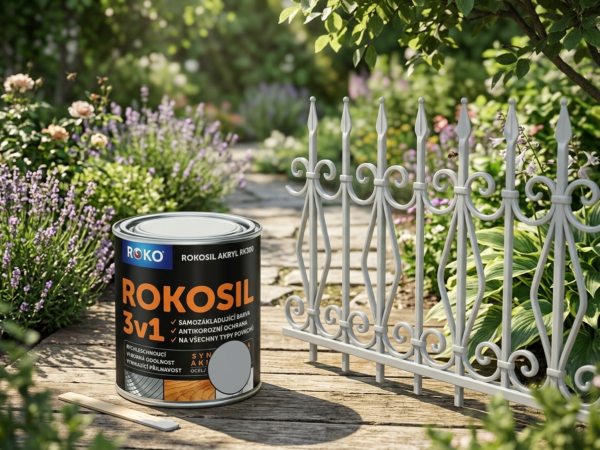 Barva samozákladující Rokosil akryl 3v1 RK 300 1010 šedá pastelová 0,6 l