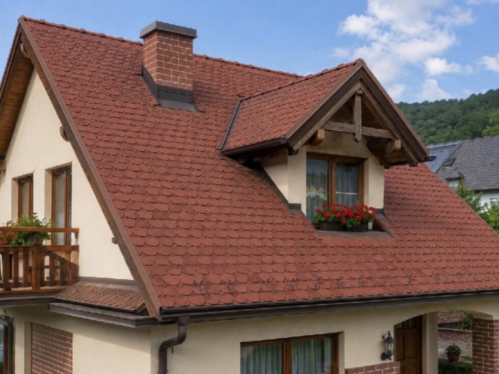 Šindel asfaltový IKO Superglass Biber 10 cihlově červená (3 m²/bal.)