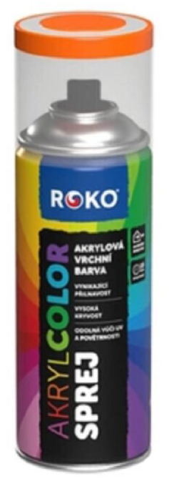 Barva akrylová vrchní Roko AKRYCOLOR Sprej dopravní oranžová 400 ml