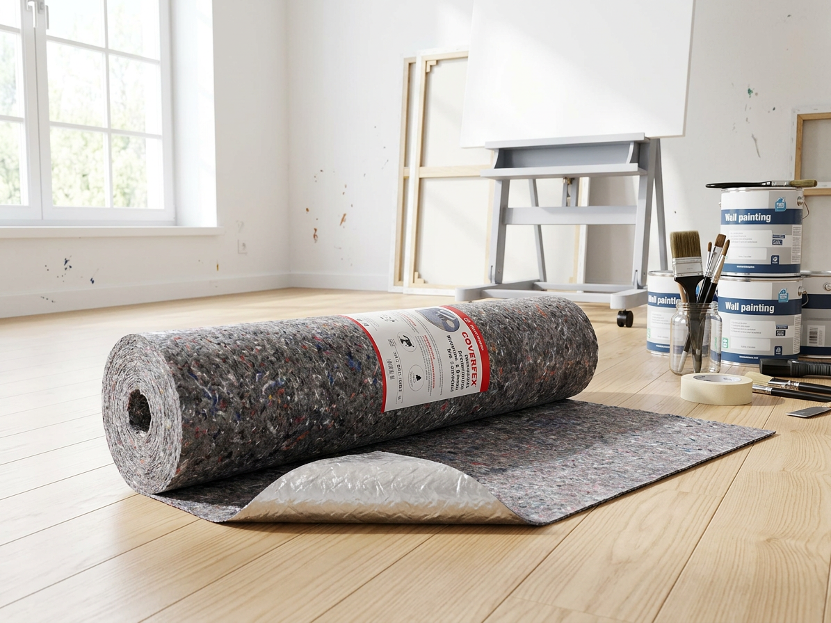 Malířská absorpční textilie s krycí PE vrstvou 1 x 50 m (50 m²/bal.)