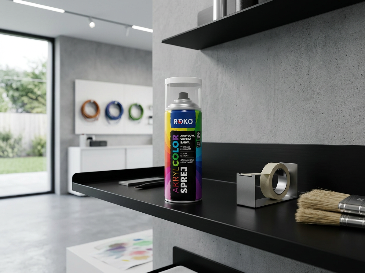 Barva akrylová vrchní Roko AKRYCOLOR Sprej bílá LESK 400 ml