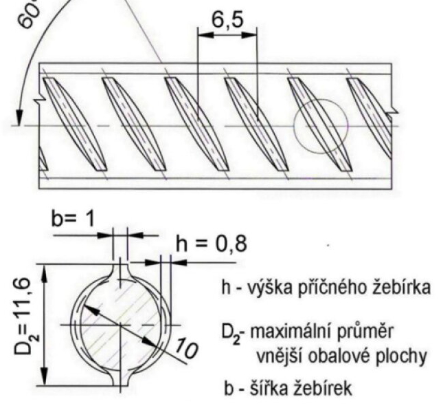 Tyč betonářská ocelová Ø 10 mm délka 6 m