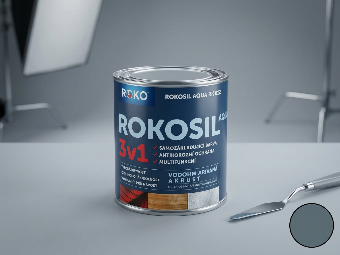 Barva samozákladující Rokosil Aqua 3v1 RK 612 1100 šedá střední 3 l