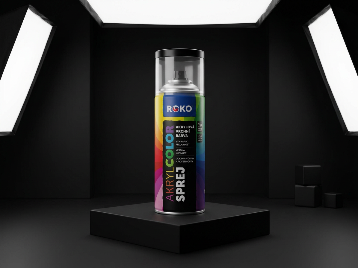 Barva akrylová vrchní Roko AKRYCOLOR Sprej černá MAT 400 ml