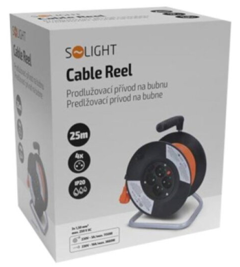 Kabel prodlužovací na odvíjecím bubnu 4 zásuvky 25 m