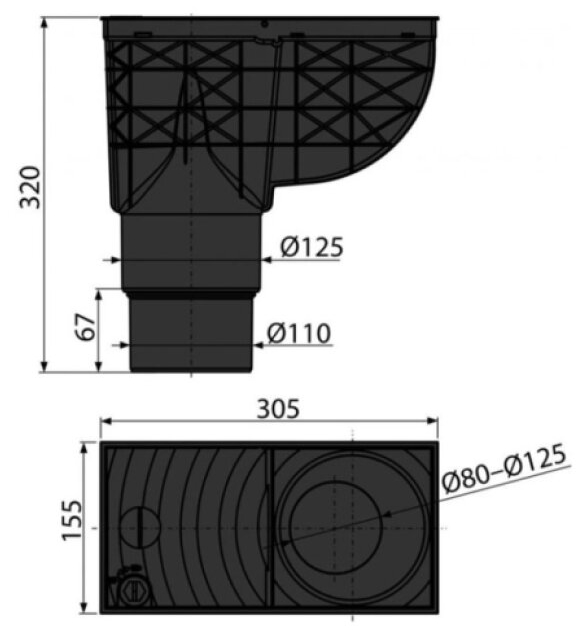 Lapač střešních splavenin DN 100/125 - černá
